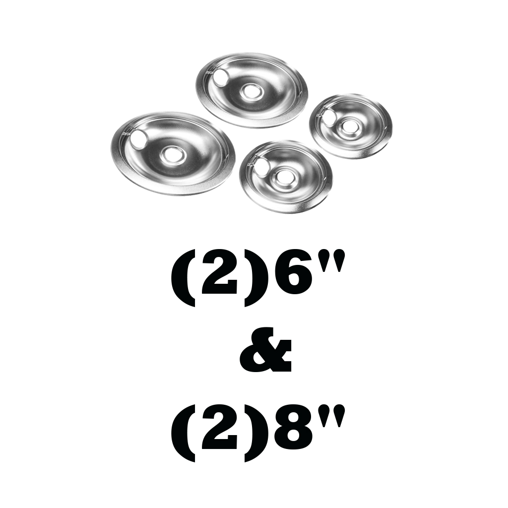 Replacement Stove Range Oven Drip Bowl Pan, 2 Small 6inch & 2 Large 8inch, Chrome Finished