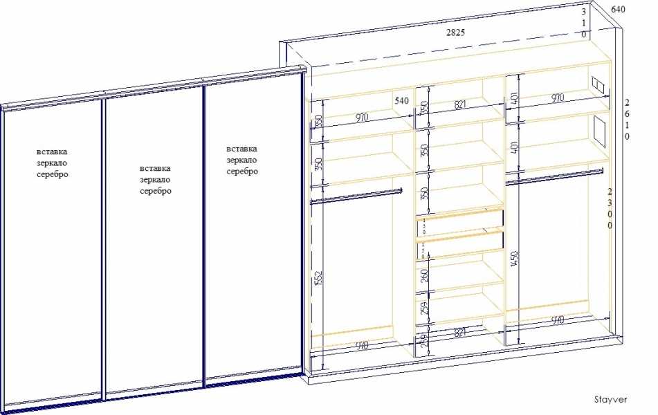 Шкаф купе из чего состоит схема