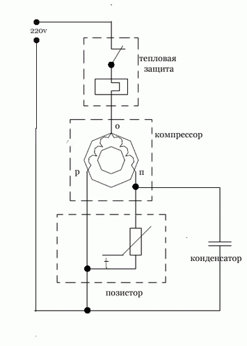 Схема реле компрессора холодильника