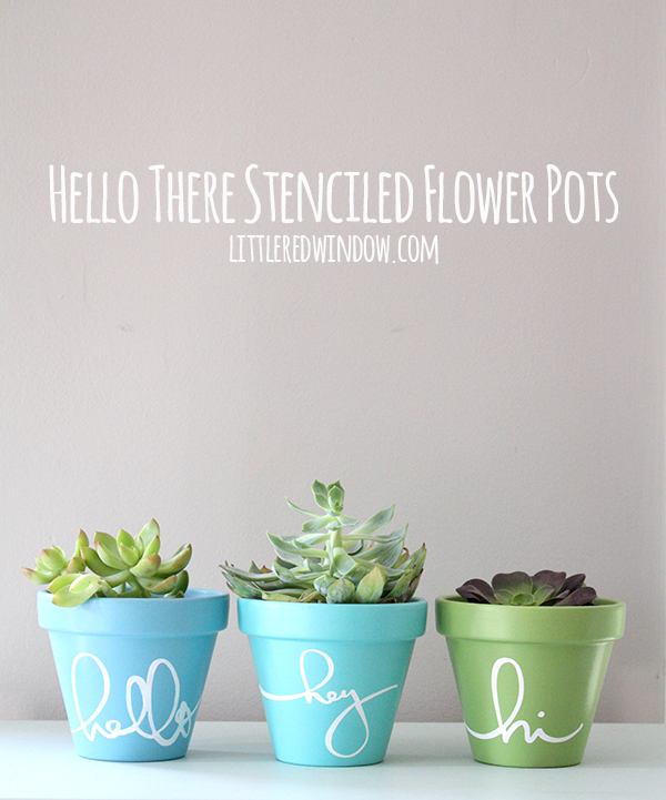 Stencil flower pots