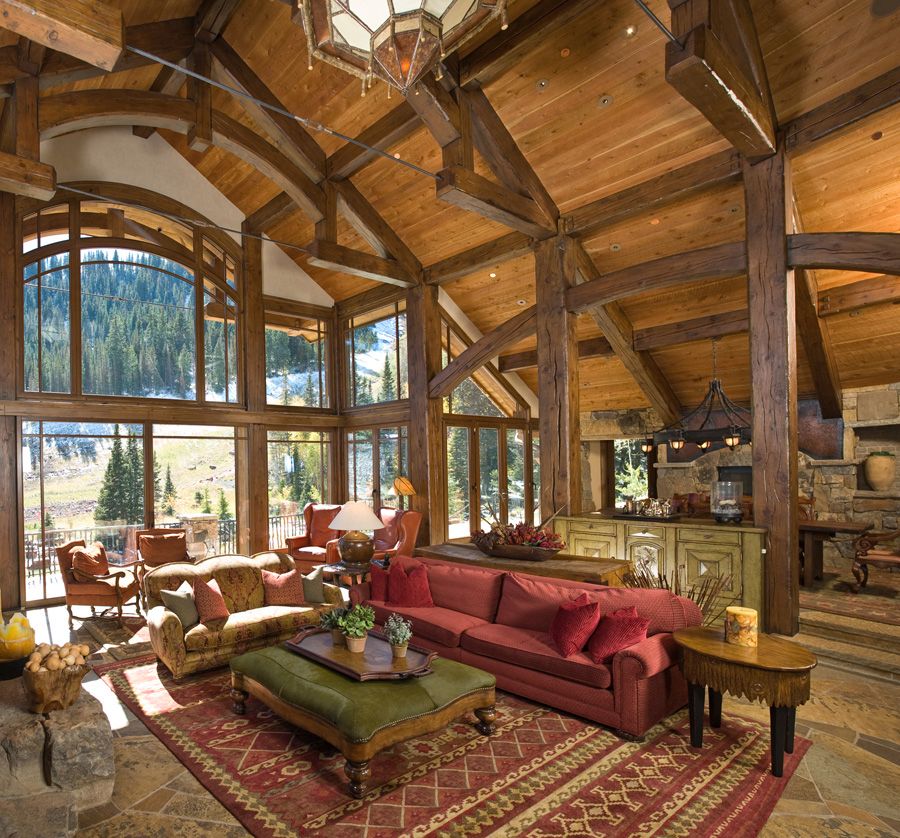 Vaulted ceilings that incorporate beams are super dramatic.