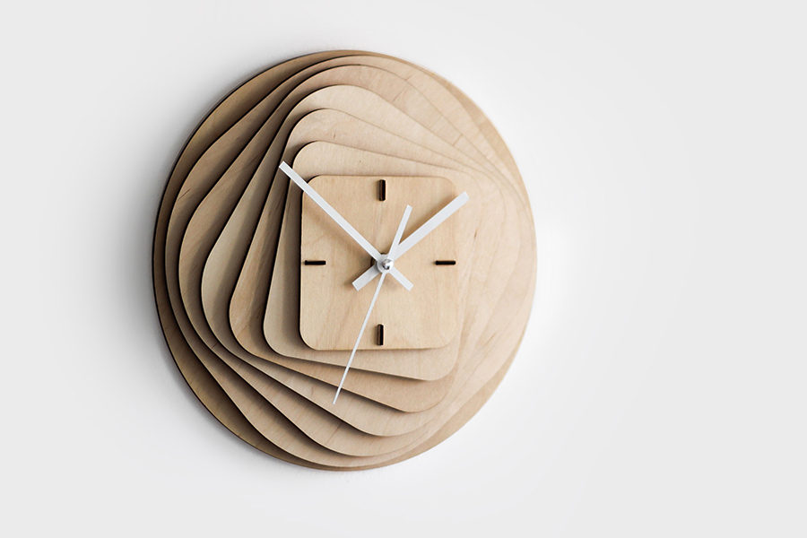 RoundSquare Wooden Clock by Gorjup Design
