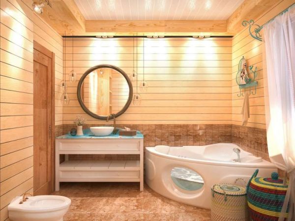 угловая ванна в деревянном доме