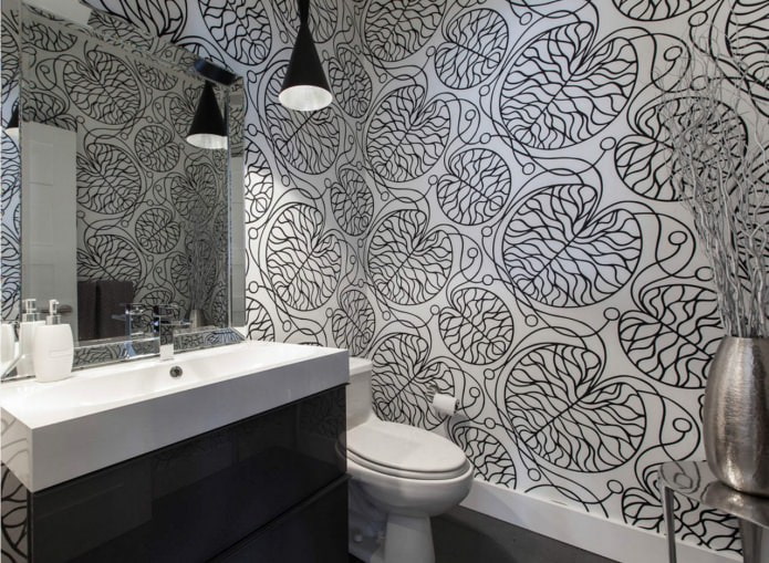 дизайн туалета в черно-белом цвете