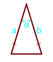 Площадь равнобедренного треугольника по боковым сторонам и углу между ними