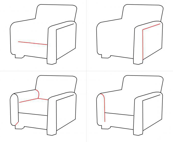 как нарисовать кресло карандашом поэтапно