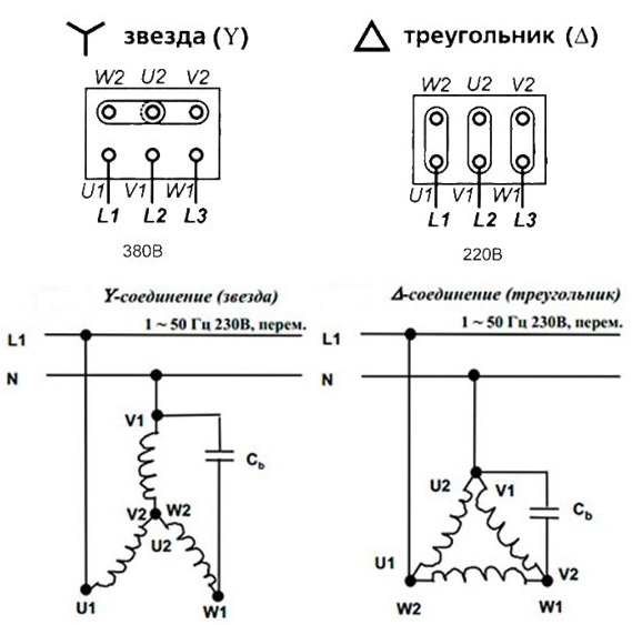 Подключение асинхронного двигателя звезда