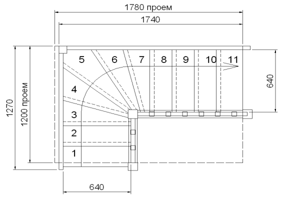 Лестница на мансарду схема