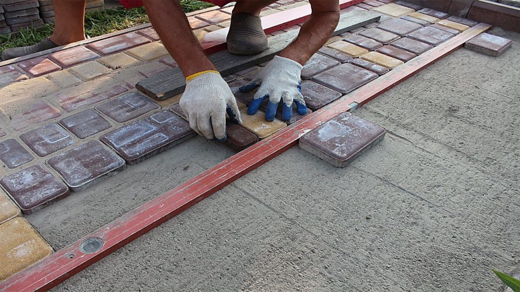 Укладка брусчатки на бетон