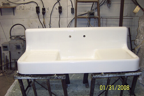 vintage porcelain drainboard kitchen sink