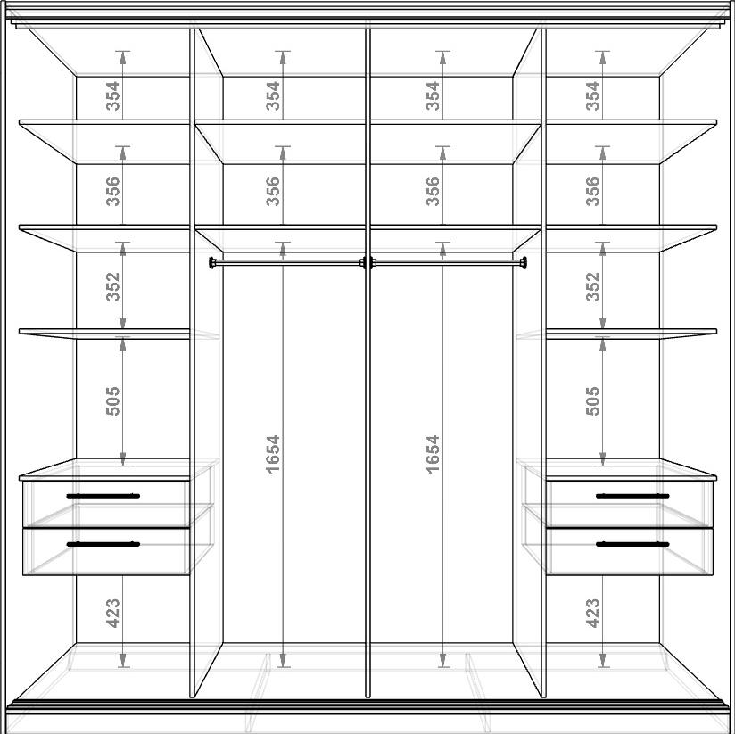 Стандартные размеры двухстворчатого шкафа
