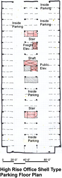 High rise office shell type parking floor plan