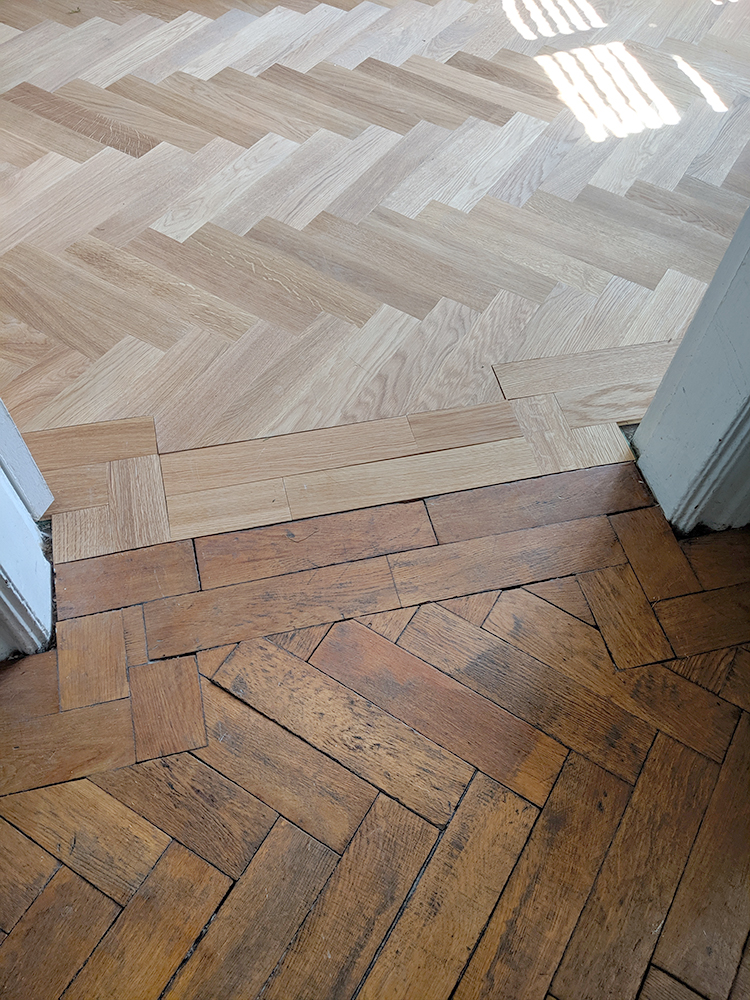 Laying parquet flooring next to existing parquet flooring
