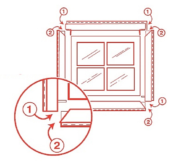 Внутренние наличники на окна в деревянном доме –  и подоконник .